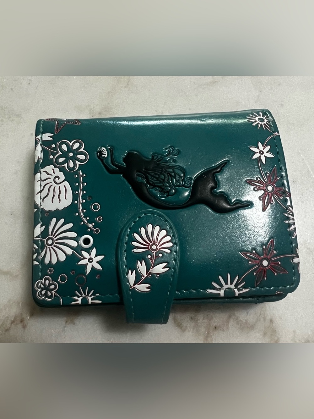Shag Wear Canada Mermaid Floral  Teal Mini Vegan Leather Wallet